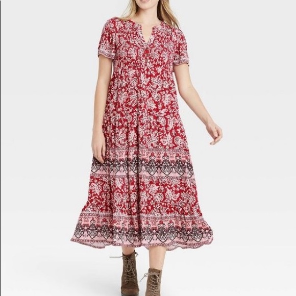 Knox Rose Dresses & Skirts - SOLD 🌺 Knox Rose Dress Large Red Paisley Boho NWT